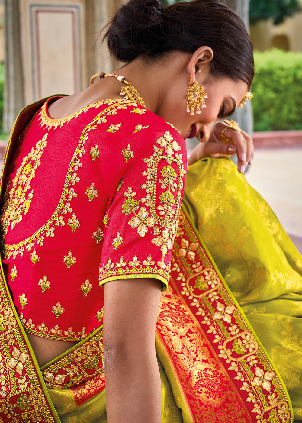 Enchanting Festive Green Woven Banarasi Silk Saree with Embroidery