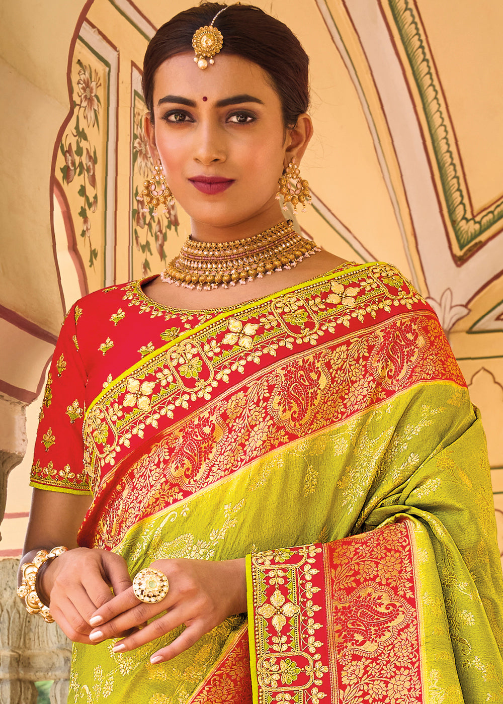 Enchanting Festive Green Woven Banarasi Silk Saree with Embroidery