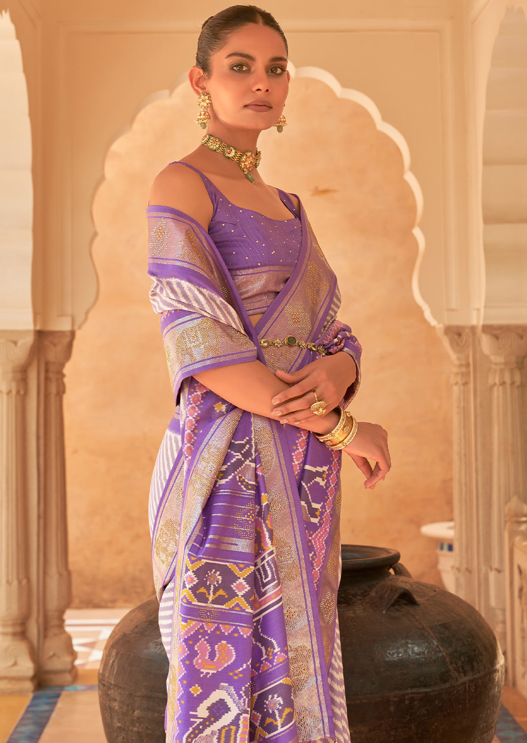 The Regal Charm of Handwoven Purple Patola Silk Saree