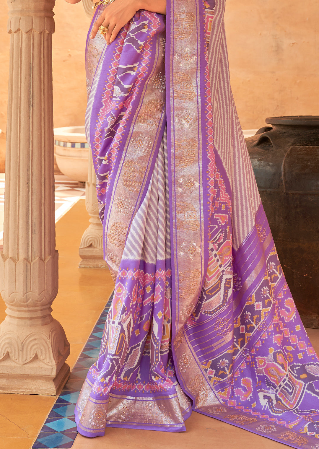 The Regal Charm of Handwoven Purple Patola Silk Saree