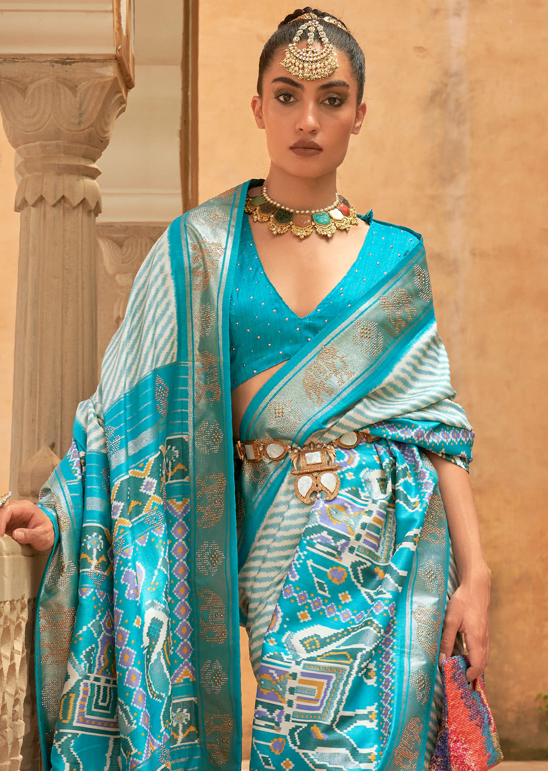 The Timeless Elegance of Handwoven Blue Patola Silk Saree