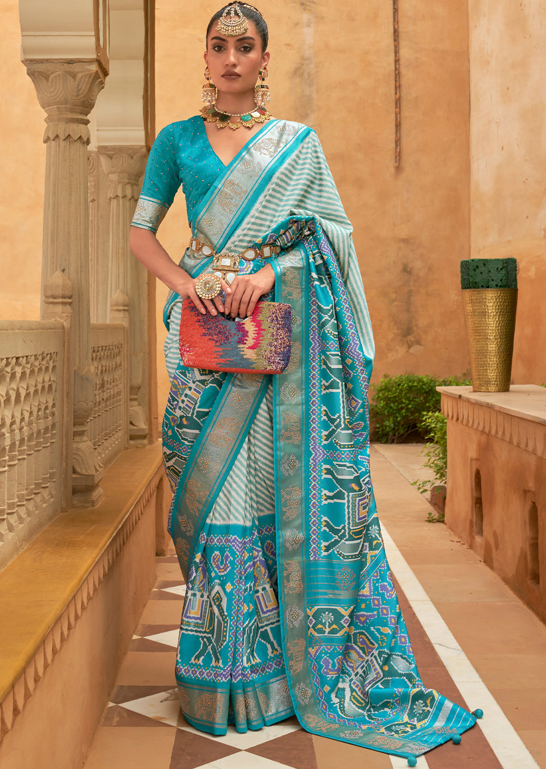 The Timeless Elegance of Handwoven Blue Patola Silk Saree