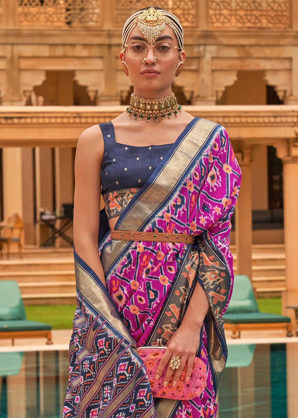 Royal Amethyst: A Woven Silk Saree for Majestic Charm