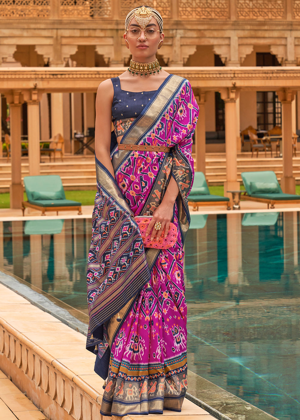 Royal Amethyst: A Woven Silk Saree for Majestic Charm