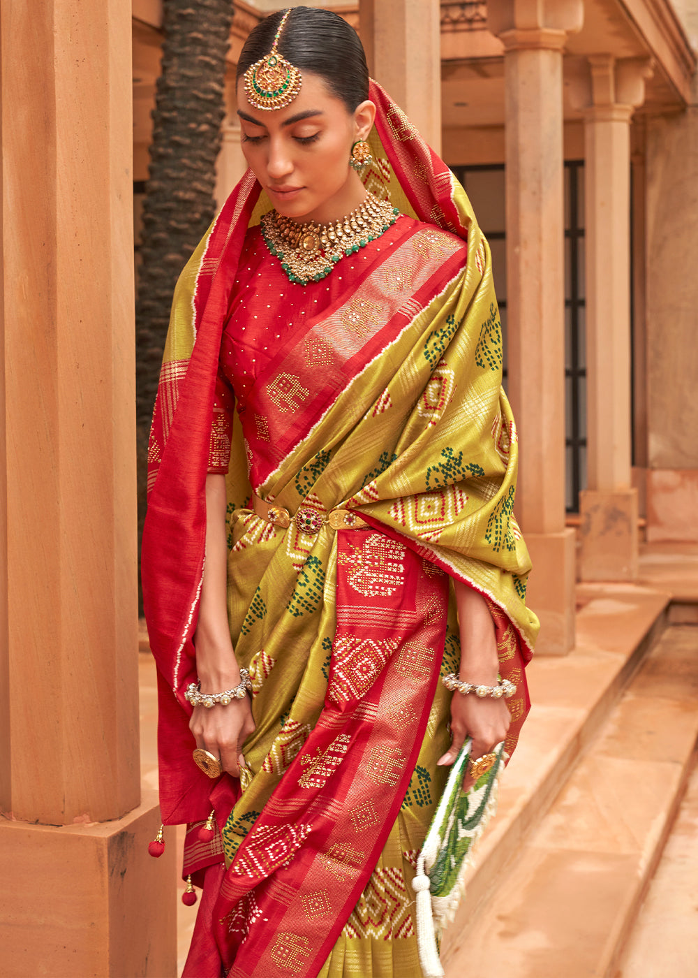 The Vibrant Fusion of Green and Red in Patola Saree