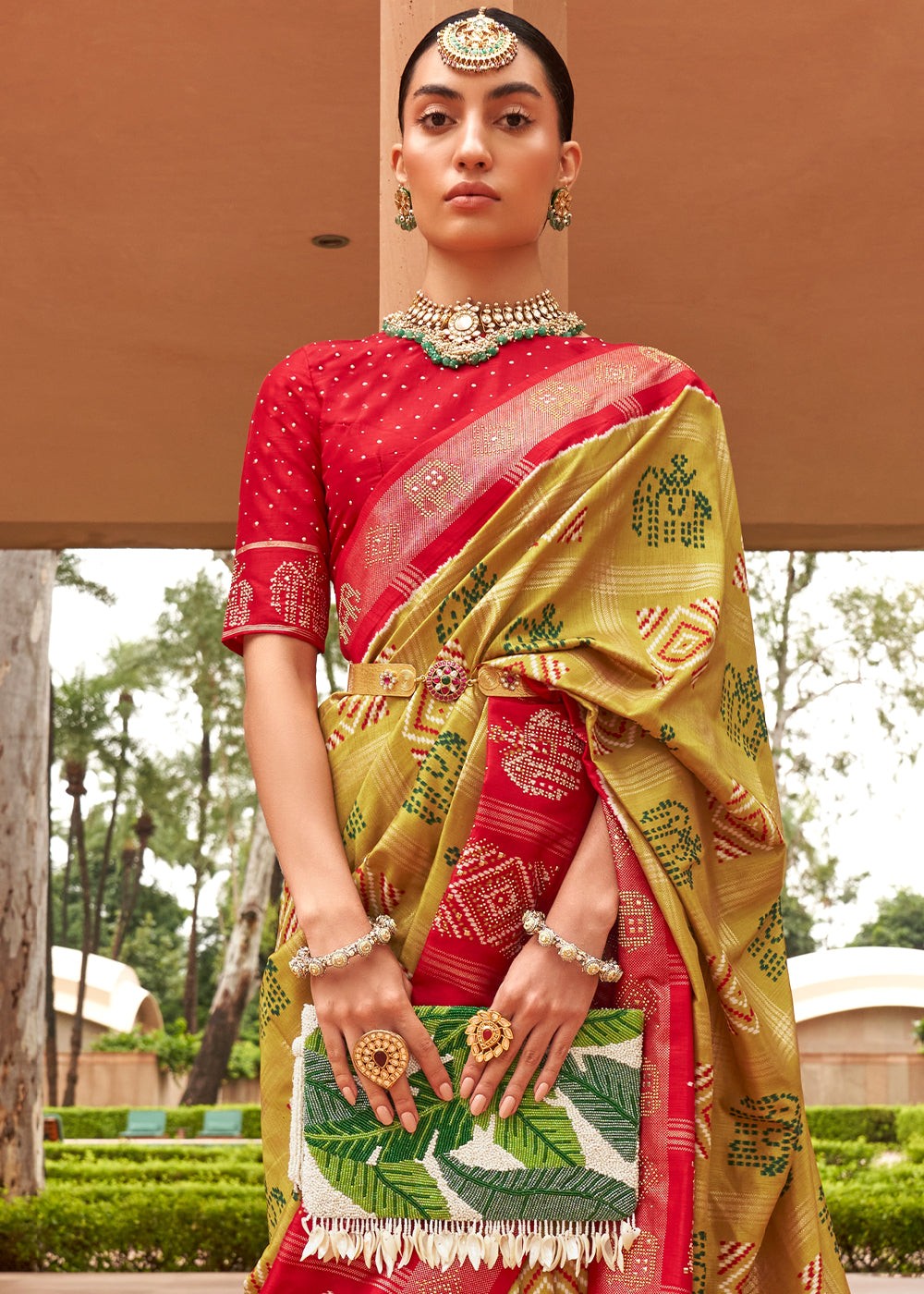 The Vibrant Fusion of Green and Red in Patola Saree