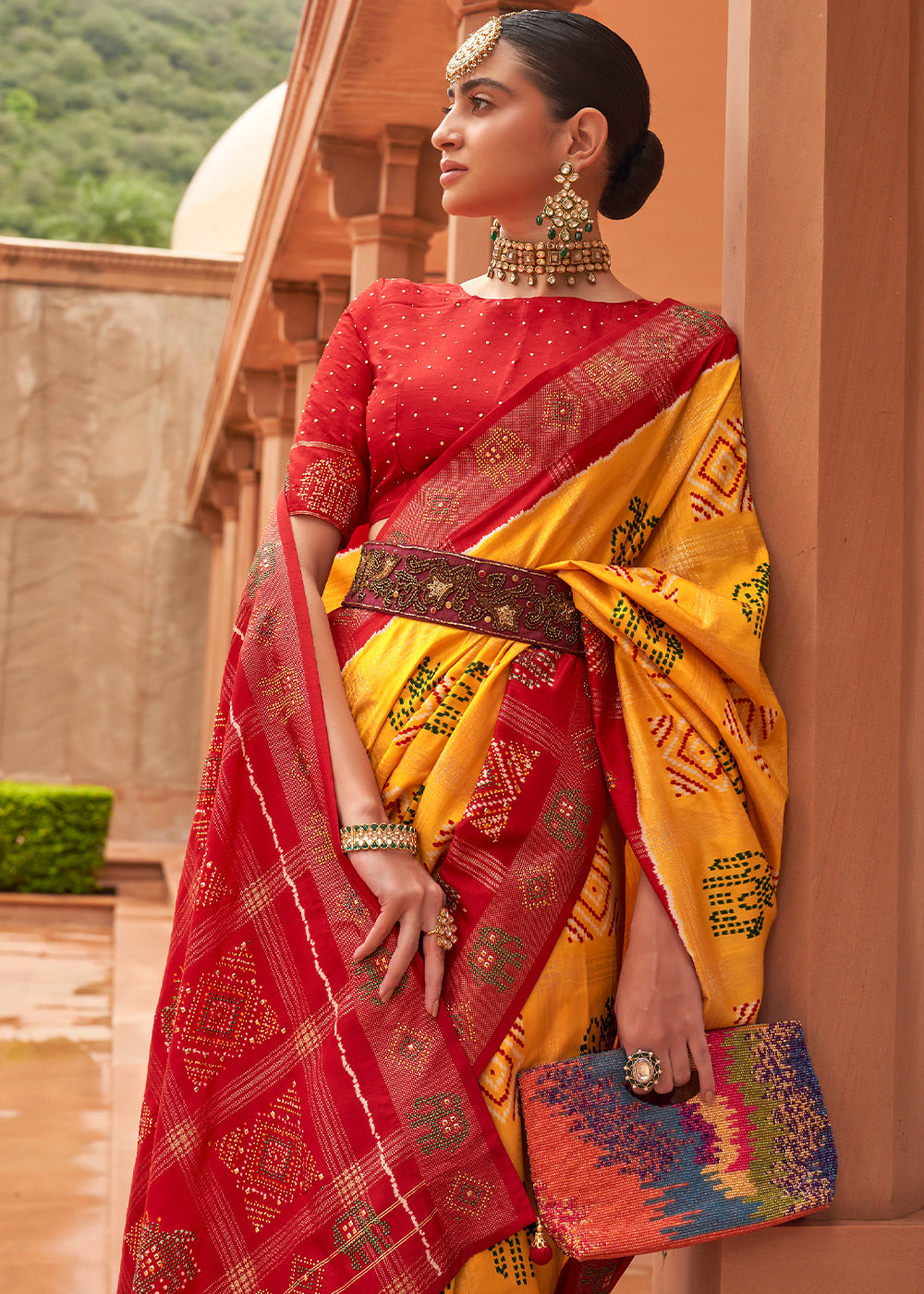 The Bright and Bold Yellow and Red Patola Saree