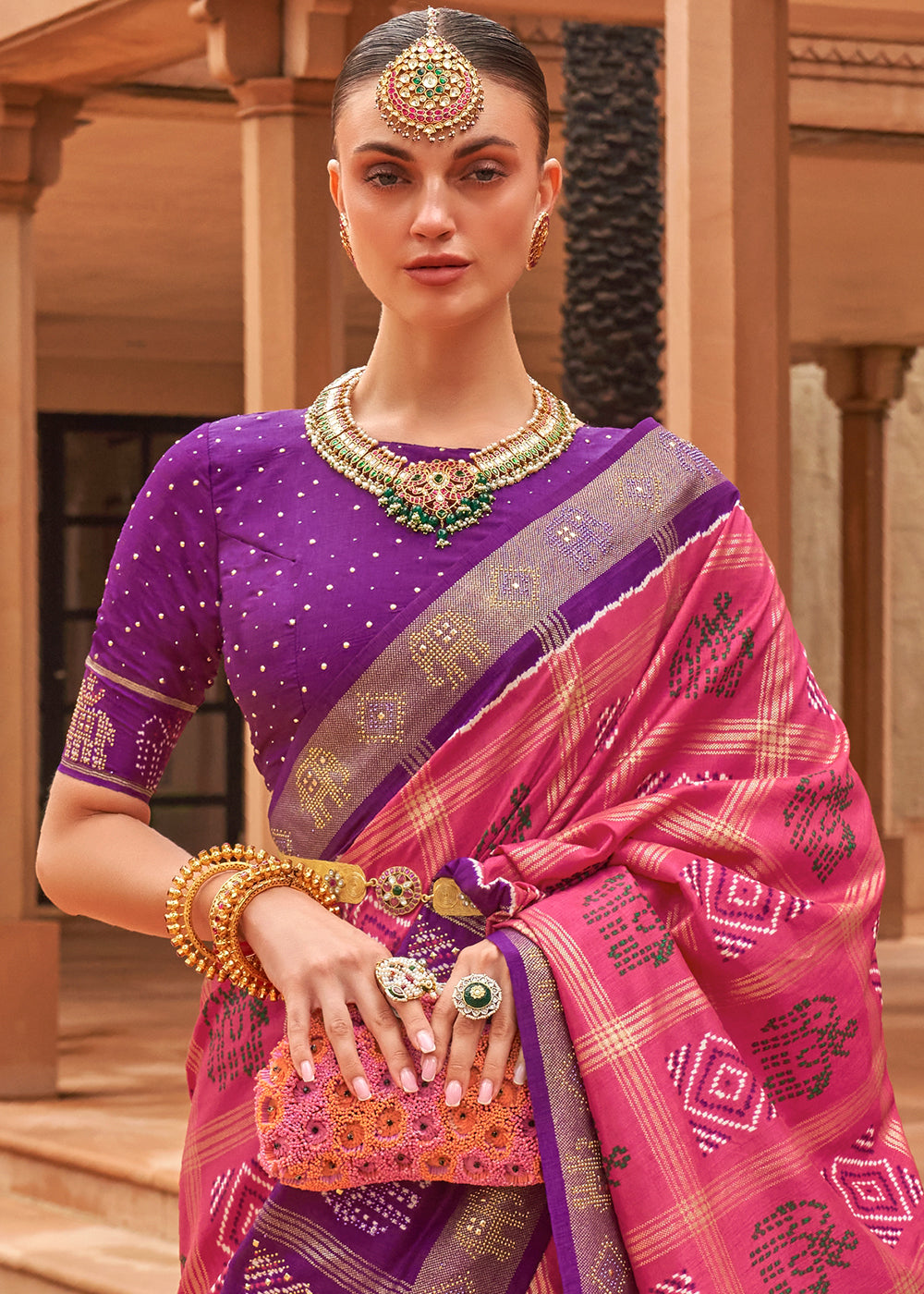 The Regal Charm of Pink and Purple Patola Saree