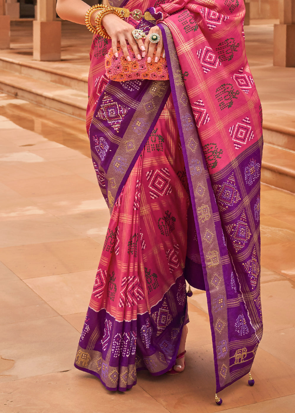 The Regal Charm of Pink and Purple Patola Saree