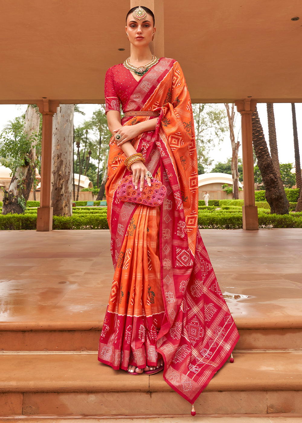 The Fiery Elegance of Orange and Red Patola Saree