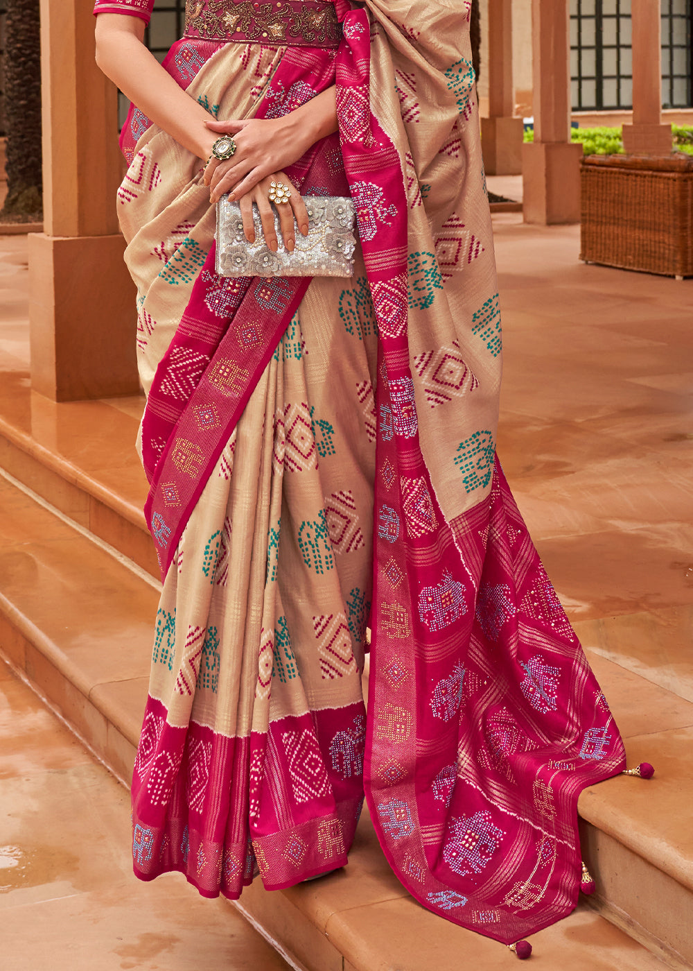 The Timeless Charm of Pink and Cream Patola Saree