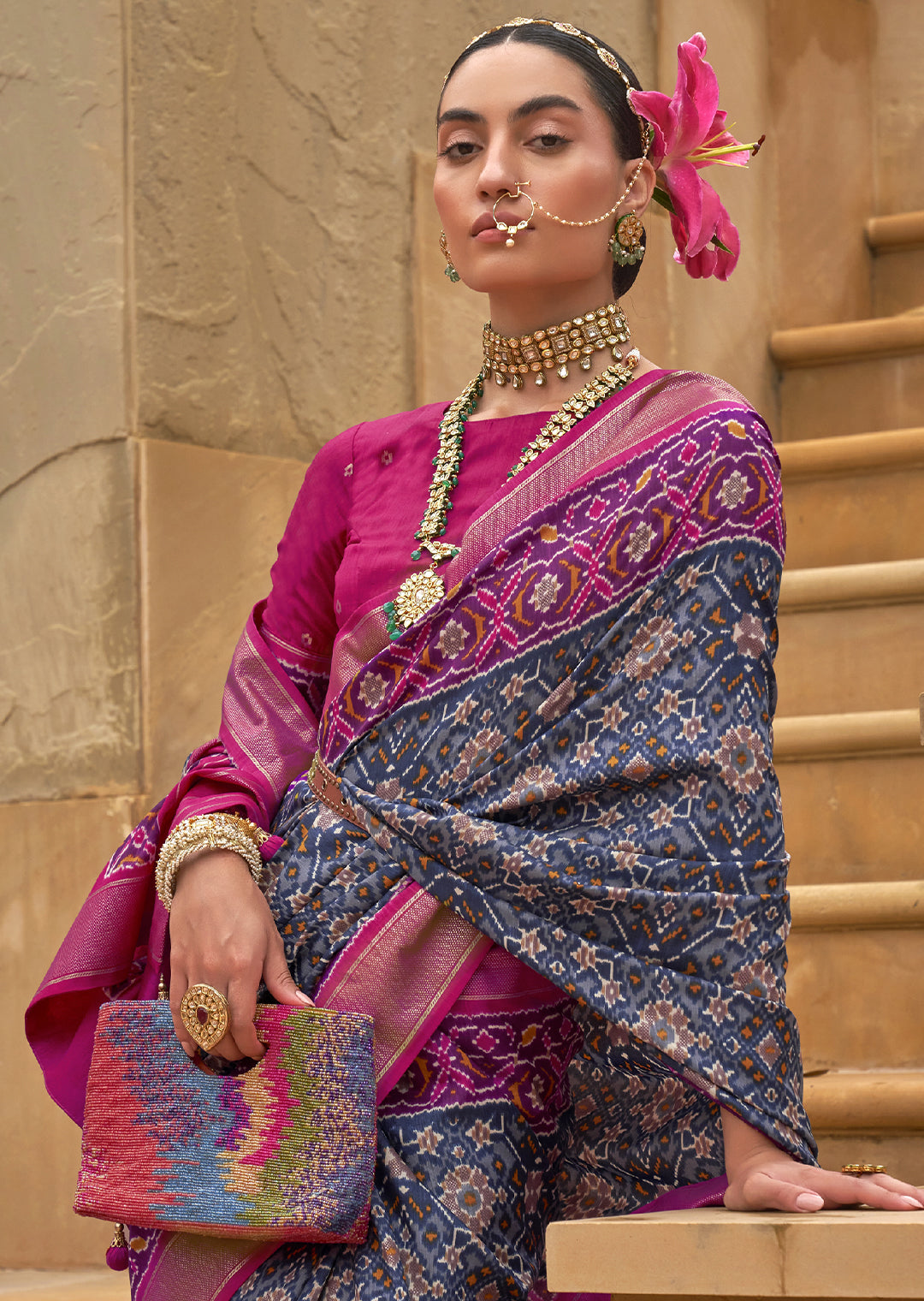 Elegant Tiffany Blue Woven Patola Silk Saree for a Sophisticated Look