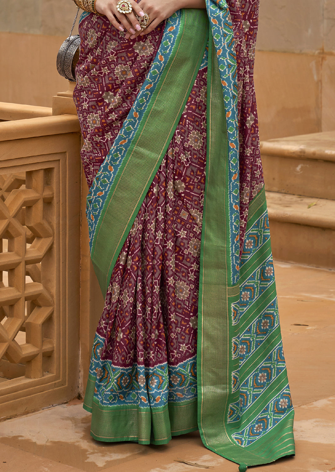 Bold and Beautiful Cherry Red Woven Patola Silk Saree