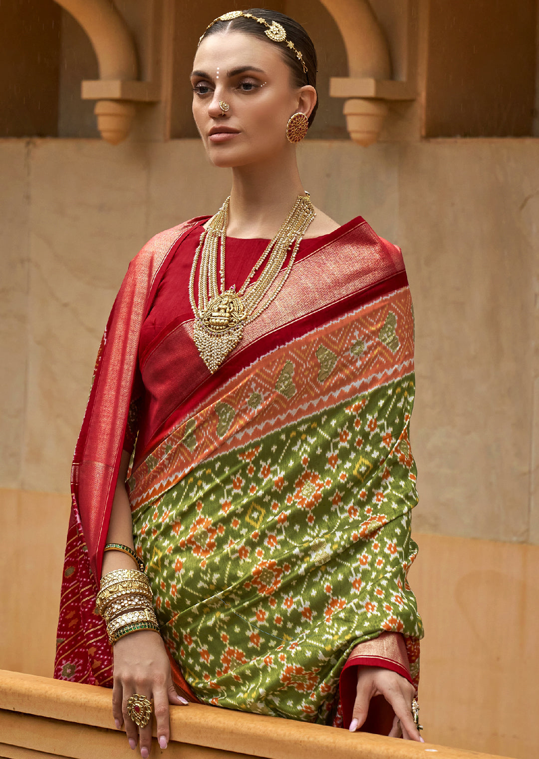 Bold India Green Woven Patola Silk Saree for a Striking Look