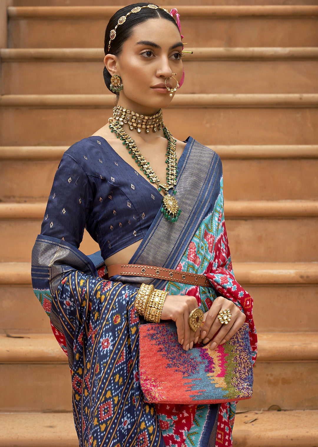 Unleash the Fiery Passion with the Ruby Red Woven Patola Silk Saree