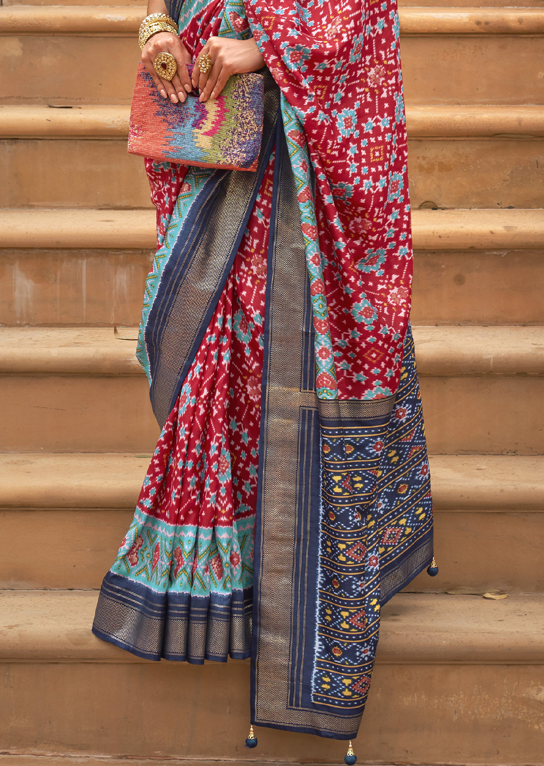 Alluring Ruby Red Woven Patola Silk Saree for a Glamorous Look