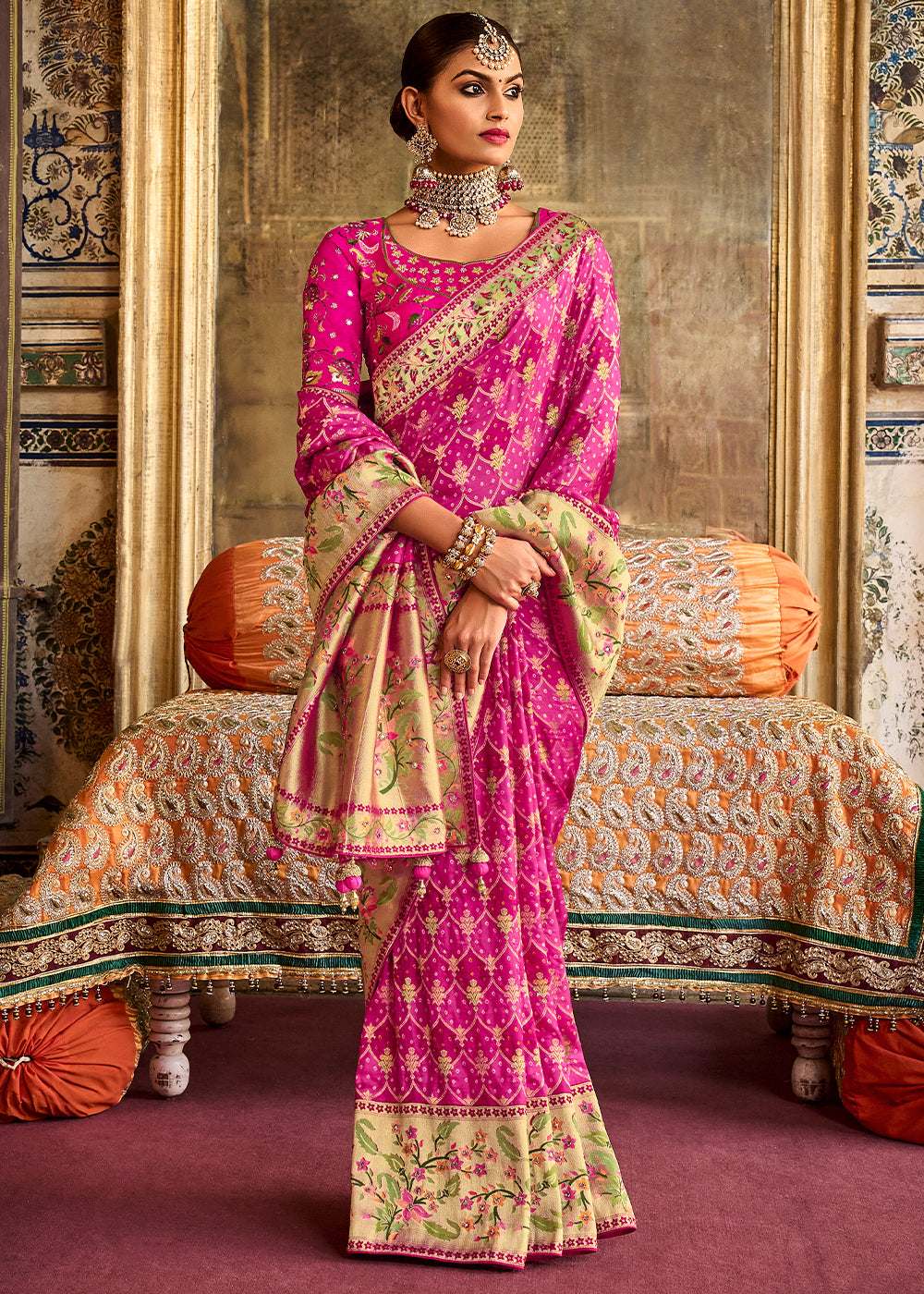 Graceful Pink Raw Silk Saree for Feminine Sophistication