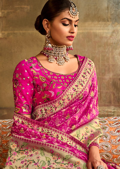 Graceful Pink Raw Silk Saree for Feminine Sophistication