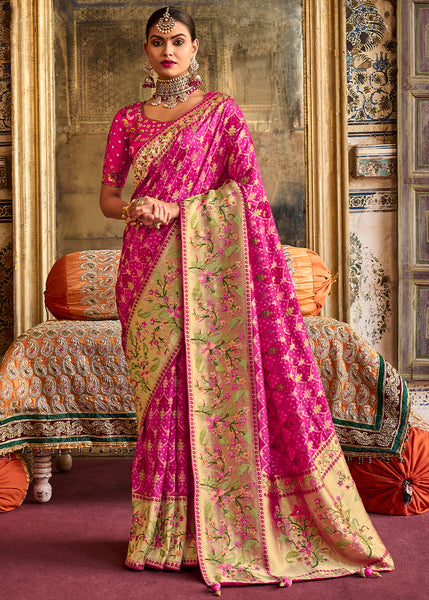 Graceful Pink Raw Silk Saree for Feminine Sophistication