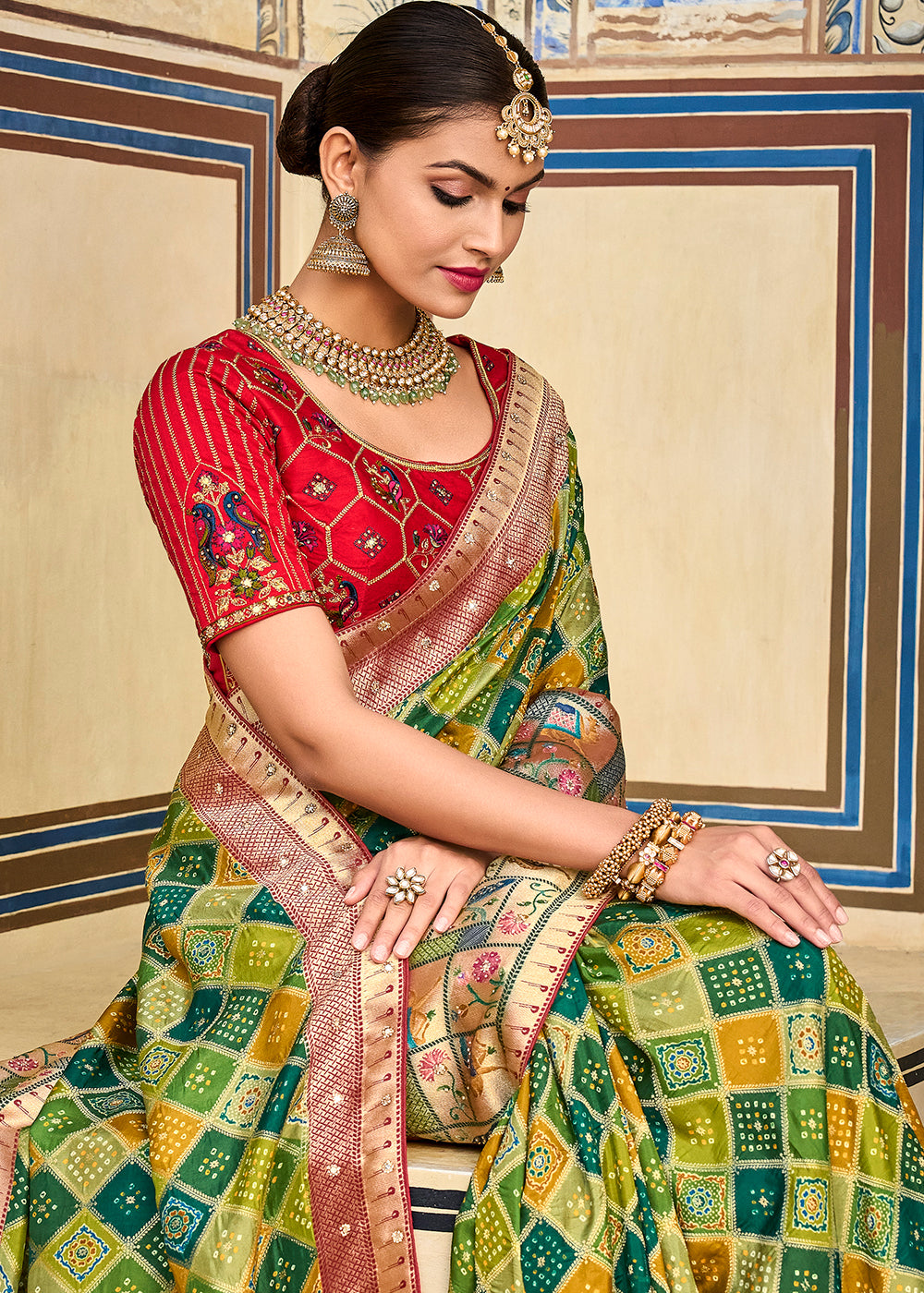 Enchanting Green Raw Silk Saree for Natural Elegance