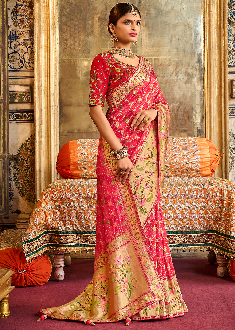 Regal Pink Raw Silk Saree for Timeless Glamour