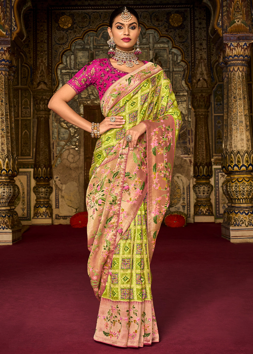 Elegant Green Raw Silk Saree for Graceful Charm