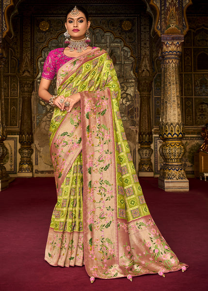 Elegant Green Raw Silk Saree for Graceful Charm