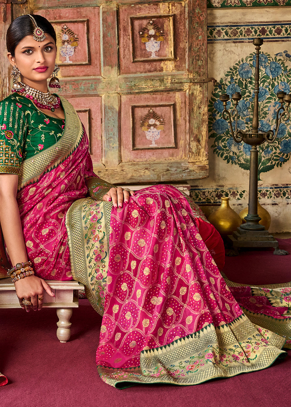 Radiant Pink Raw Silk Saree for Feminine Glamour