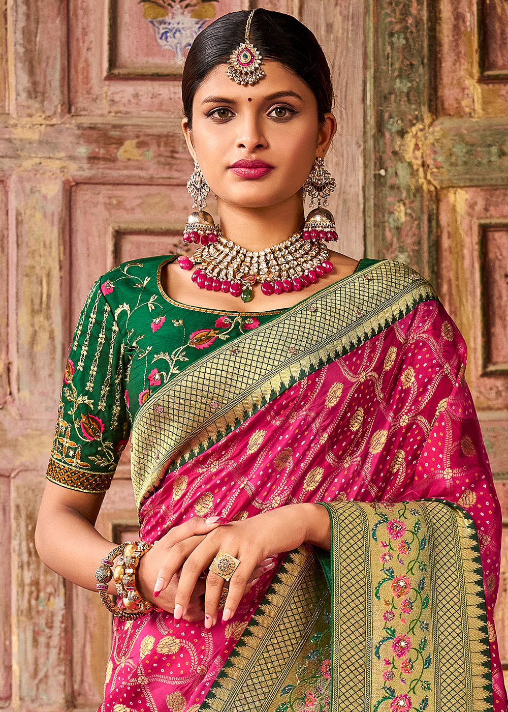 Radiant Pink Raw Silk Saree for Feminine Glamour