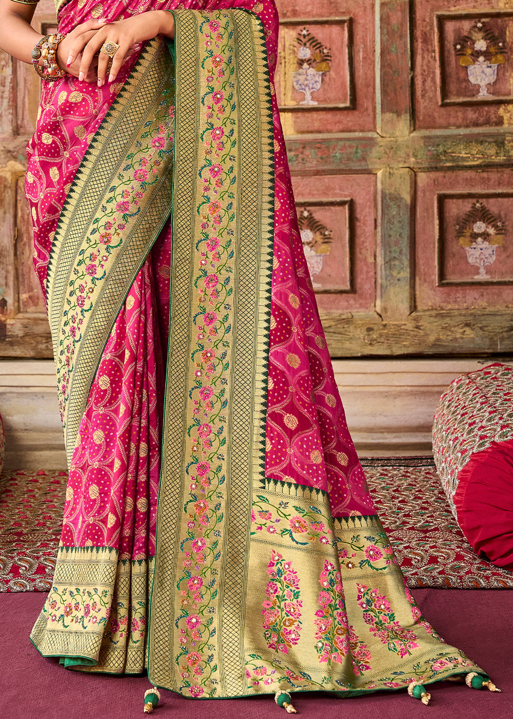 Radiant Pink Raw Silk Saree for Feminine Glamour