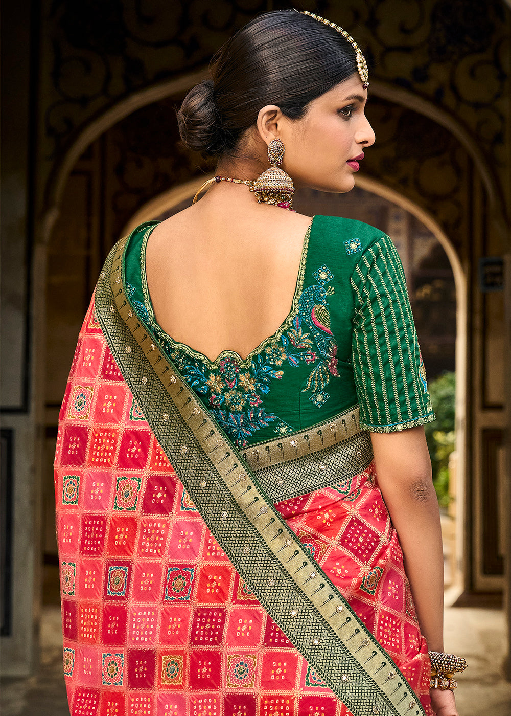 Captivating Pink and Red Raw Silk Saree for Bold Elegance